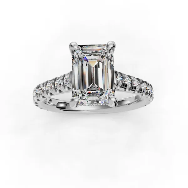 14K White Gold Emerald Engagement Ring Setting Image 4 SVS Fine Jewelry Oceanside, NY