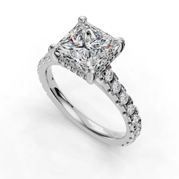 14K White Gold Princess Engagement Ring Setting SVS Fine Jewelry Oceanside, NY
