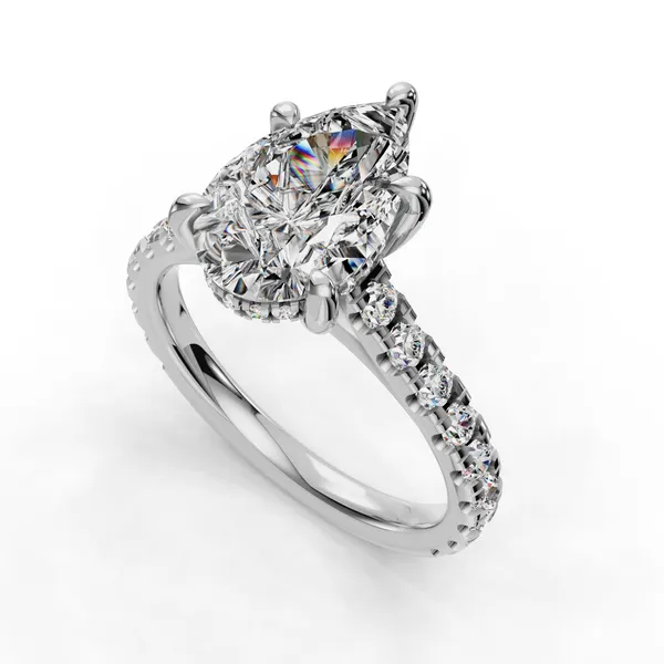 14K White Gold Pear Engagement Ring Setting SVS Fine Jewelry Oceanside, NY