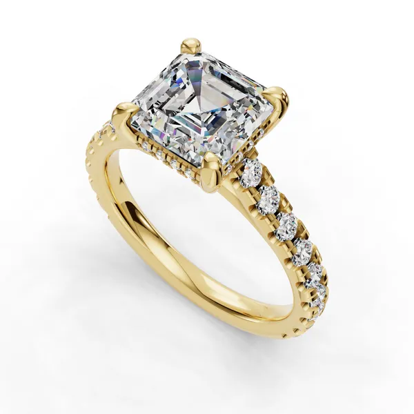 14K Yellow Gold Asscher Engagement Ring Setting SVS Fine Jewelry Oceanside, NY