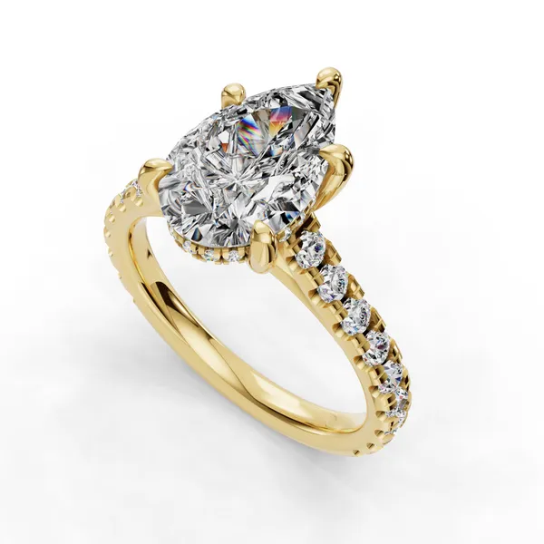 14K Yellow Gold Pear Engagement Ring Setting SVS Fine Jewelry Oceanside, NY
