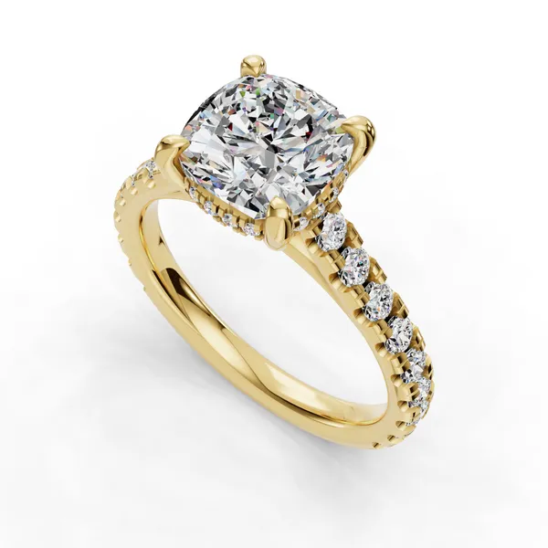 14K Yellow Gold Cushion Engagement Ring Setting SVS Fine Jewelry Oceanside, NY