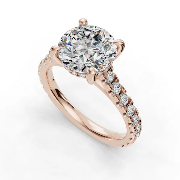 18K Rose Gold Round Engagement Ring Setting SVS Fine Jewelry Oceanside, NY