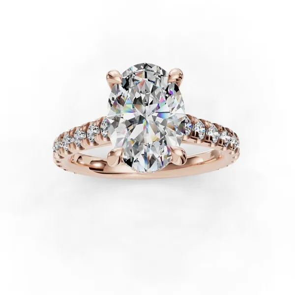 18K Rose Gold Oval Engagement Ring Setting Image 4 SVS Fine Jewelry Oceanside, NY