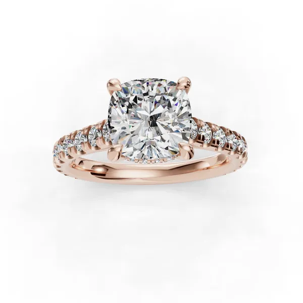18K Rose Gold Cushion Engagement Ring Setting Image 4 SVS Fine Jewelry Oceanside, NY