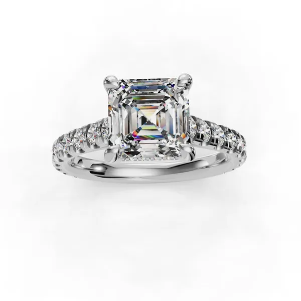 18K White Gold Asscher Engagement Ring Setting Image 4 SVS Fine Jewelry Oceanside, NY