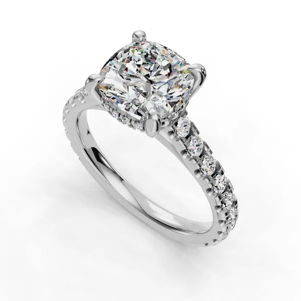 18K White Gold Cushion Engagement Ring Setting SVS Fine Jewelry Oceanside, NY