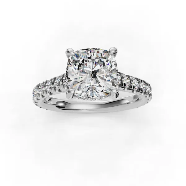 18K White Gold Cushion Engagement Ring Setting Image 4 SVS Fine Jewelry Oceanside, NY
