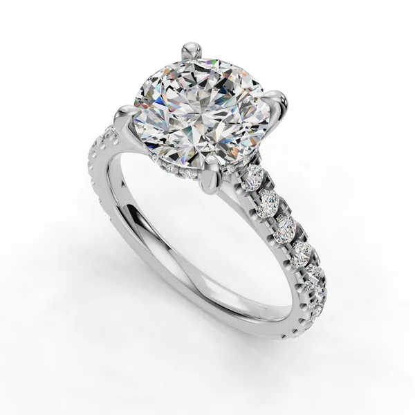 18K White Gold Round Engagement Ring Setting SVS Fine Jewelry Oceanside, NY