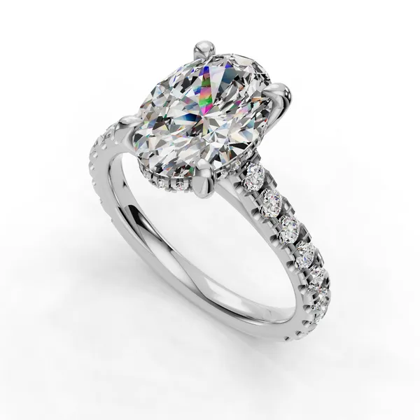 18K White Gold Oval Engagement Ring Setting SVS Fine Jewelry Oceanside, NY