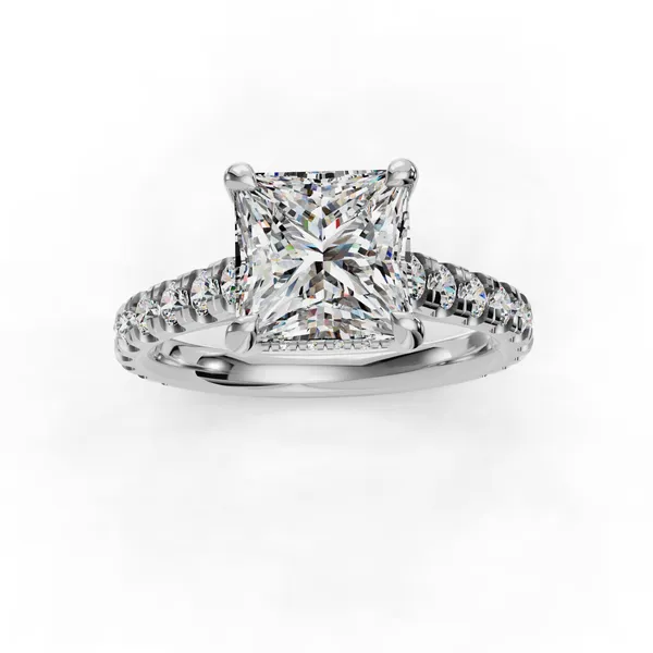 18K White Gold Princess Engagement Ring Setting Image 4 SVS Fine Jewelry Oceanside, NY