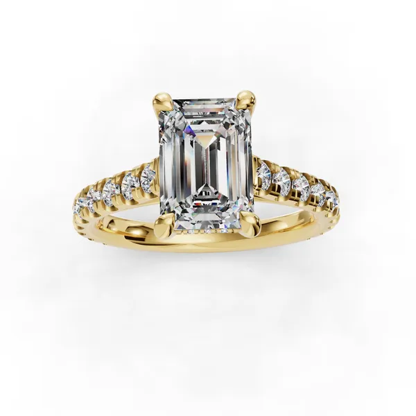 18K Yellow Gold Emerald Engagement Ring Setting Image 4 SVS Fine Jewelry Oceanside, NY