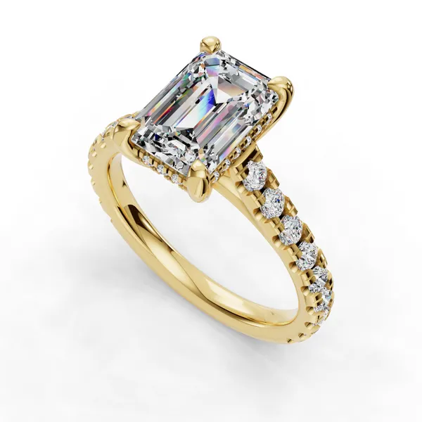 18K Yellow Gold Emerald Engagement Ring Setting SVS Fine Jewelry Oceanside, NY