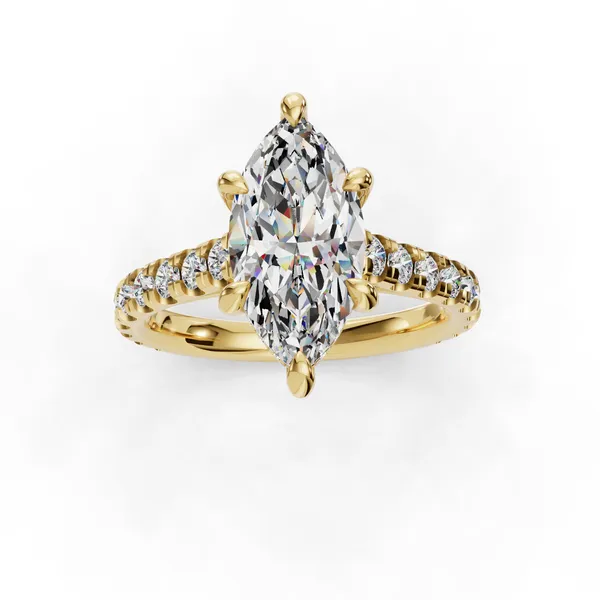 18K Yellow Gold Marquise Engagement Ring Setting Image 4 SVS Fine Jewelry Oceanside, NY