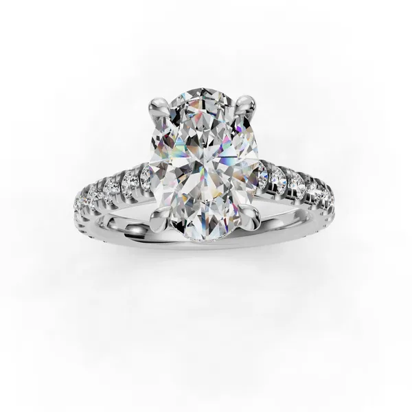 Platinum Oval Engagement Ring Setting Image 4 SVS Fine Jewelry Oceanside, NY
