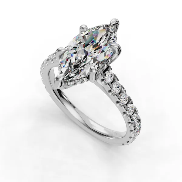 Platinum Marquise Engagement Ring Setting SVS Fine Jewelry Oceanside, NY