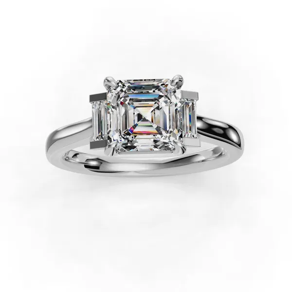 14K White Gold Asscher Engagement Ring Setting Image 4 SVS Fine Jewelry Oceanside, NY