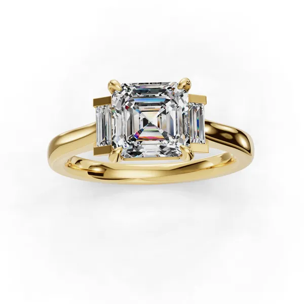 14K Yellow Gold Asscher Engagement Ring Setting Image 4 SVS Fine Jewelry Oceanside, NY