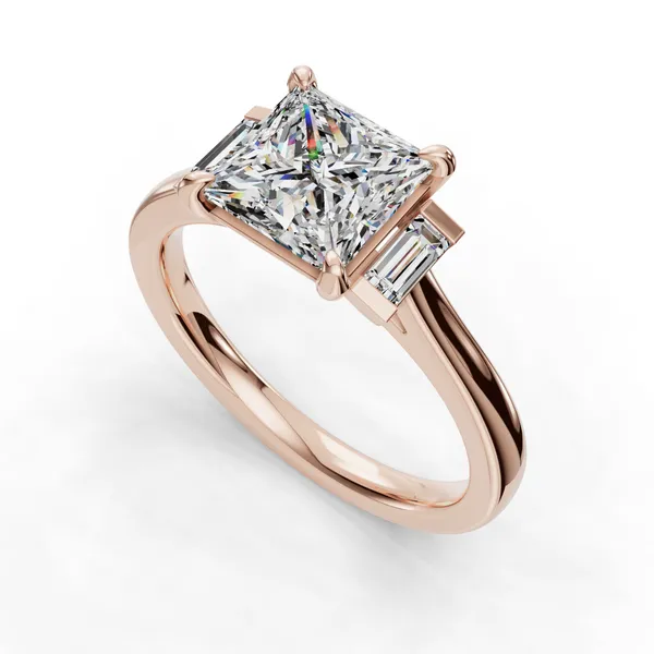 18K Rose Gold Princess Engagement Ring Setting SVS Fine Jewelry Oceanside, NY