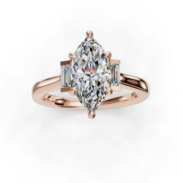 18K Rose Gold Marquise Engagement Ring Setting Image 4 SVS Fine Jewelry Oceanside, NY