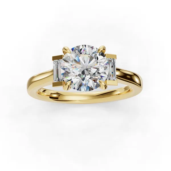 18K Yellow Gold Round Engagement Ring Setting Image 4 SVS Fine Jewelry Oceanside, NY