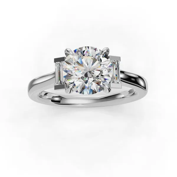 Platinum Round Engagement Ring Setting Image 4 SVS Fine Jewelry Oceanside, NY