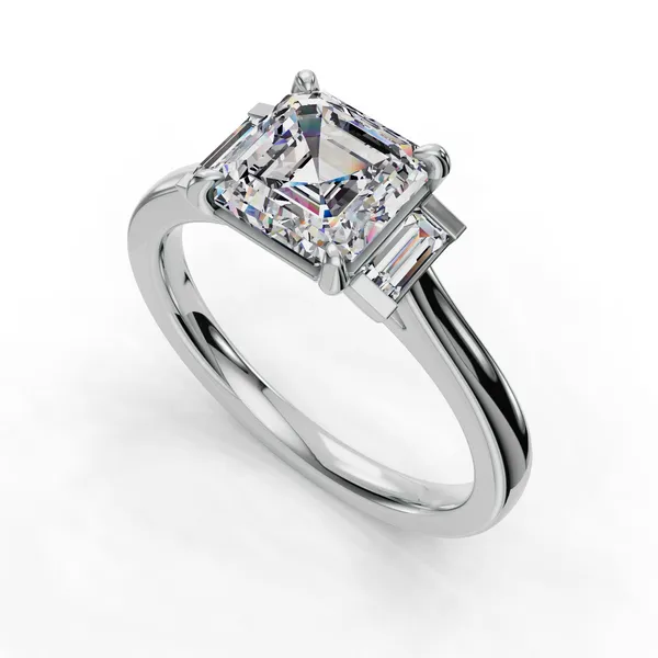 Platinum Asscher Engagement Ring Setting SVS Fine Jewelry Oceanside, NY