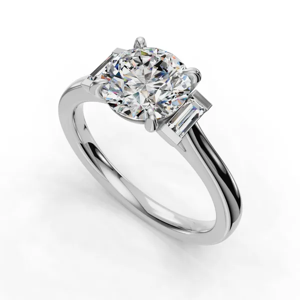 Platinum Round Engagement Ring Setting SVS Fine Jewelry Oceanside, NY