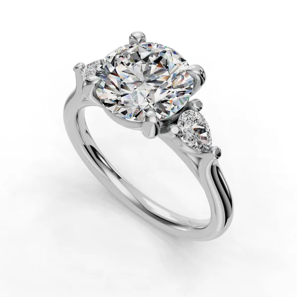 14K White Gold Round Engagement Ring Setting SVS Fine Jewelry Oceanside, NY