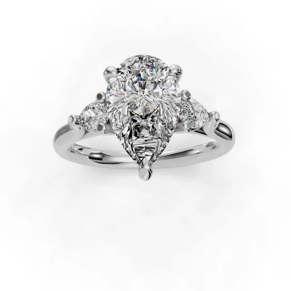 14K White Gold Pear Engagement Ring Setting Image 4 SVS Fine Jewelry Oceanside, NY