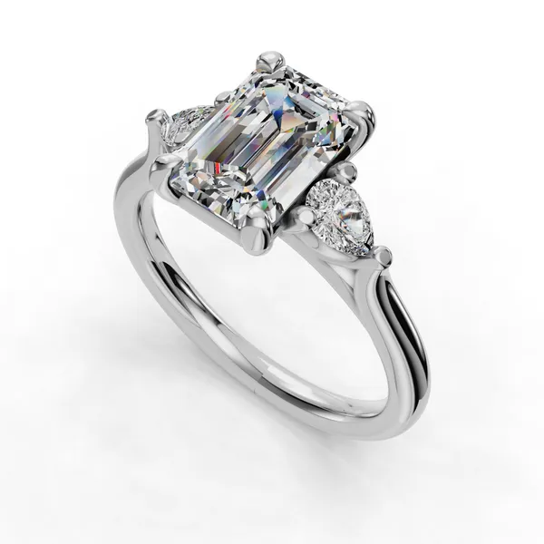 14K White Gold Emerald Engagement Ring Setting SVS Fine Jewelry Oceanside, NY