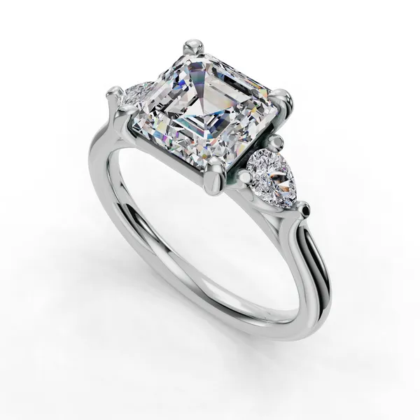 14K White Gold Asscher Engagement Ring Setting SVS Fine Jewelry Oceanside, NY