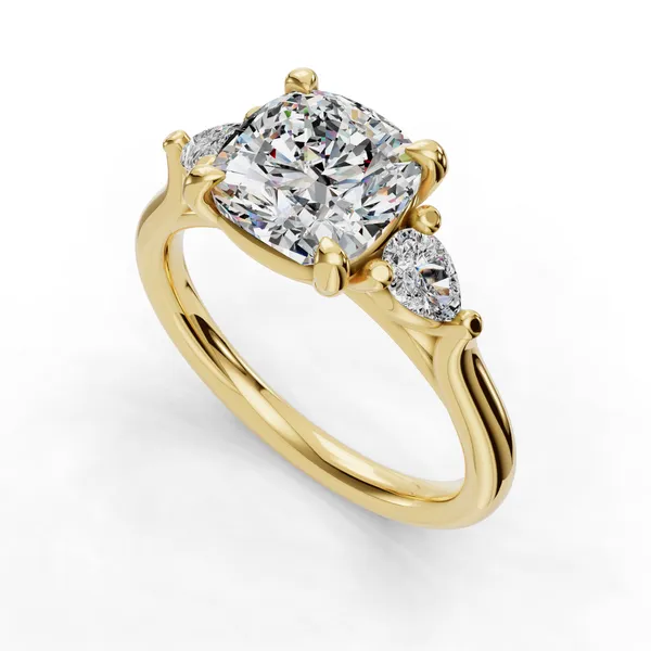 14K Yellow Gold Cushion Engagement Ring Setting SVS Fine Jewelry Oceanside, NY