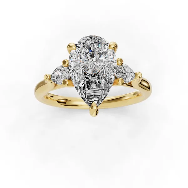 14K Yellow Gold Pear Engagement Ring Setting Image 4 SVS Fine Jewelry Oceanside, NY