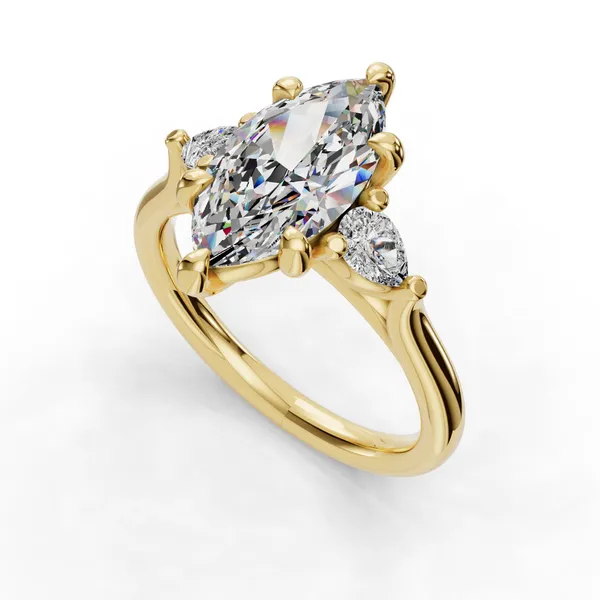 14K Yellow Gold Marquise Engagement Ring Setting SVS Fine Jewelry Oceanside, NY
