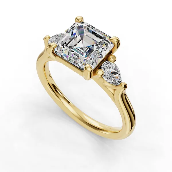 14K Yellow Gold Asscher Engagement Ring Setting SVS Fine Jewelry Oceanside, NY