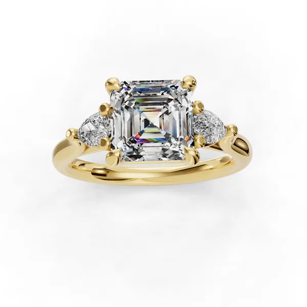 14K Yellow Gold Asscher Engagement Ring Setting Image 4 SVS Fine Jewelry Oceanside, NY