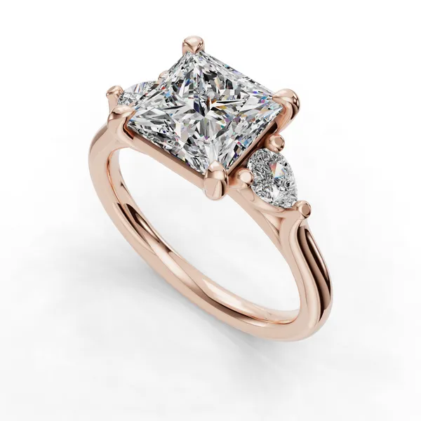 18K Rose Gold Princess Engagement Ring Setting SVS Fine Jewelry Oceanside, NY