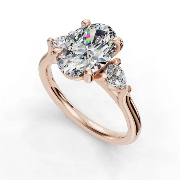 18K Rose Gold Oval Engagement Ring Setting SVS Fine Jewelry Oceanside, NY