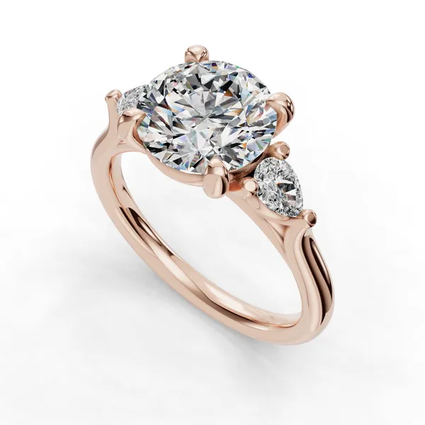 18K Rose Gold Round Engagement Ring Setting SVS Fine Jewelry Oceanside, NY