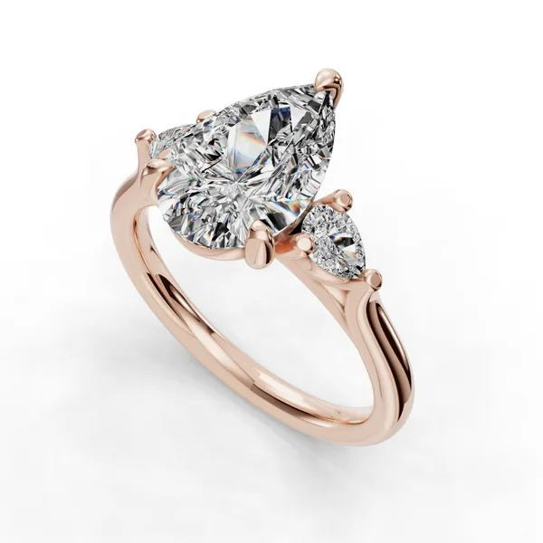 18K Rose Gold Pear Engagement Ring Setting SVS Fine Jewelry Oceanside, NY