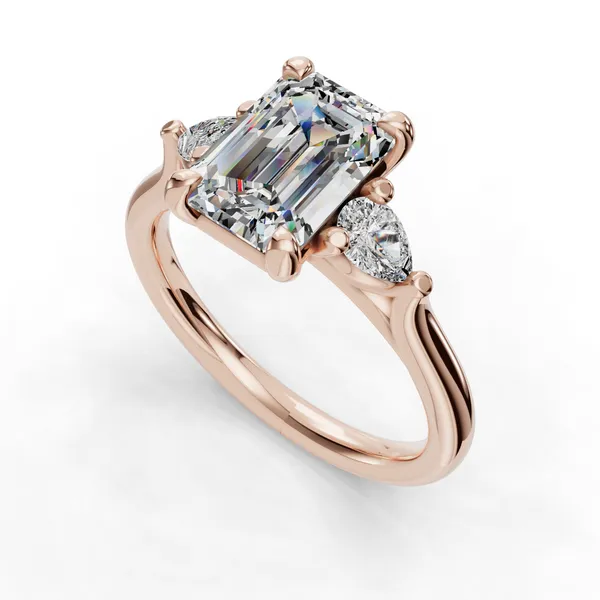 18K Rose Gold Emerald Engagement Ring Setting SVS Fine Jewelry Oceanside, NY