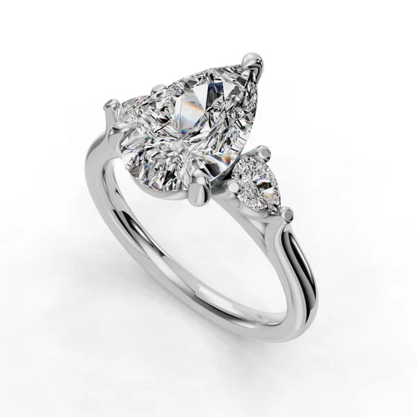 18K White Gold Pear Engagement Ring Setting SVS Fine Jewelry Oceanside, NY