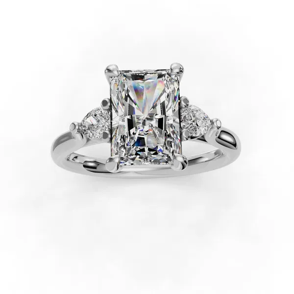 18K White Gold Radiant Engagement Ring Setting Image 4 SVS Fine Jewelry Oceanside, NY