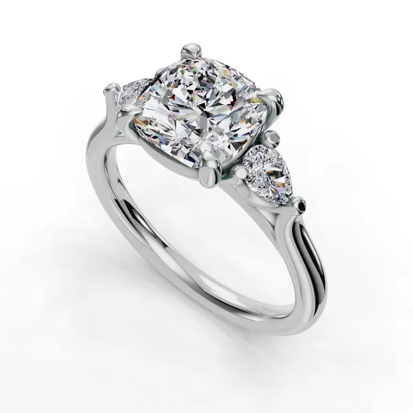 18K White Gold Cushion Engagement Ring Setting SVS Fine Jewelry Oceanside, NY