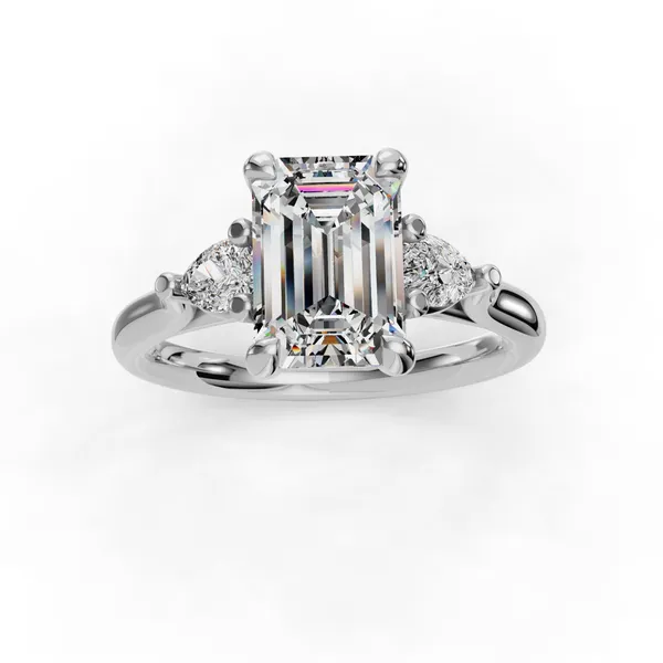 18K White Gold Emerald Engagement Ring Setting Image 4 SVS Fine Jewelry Oceanside, NY