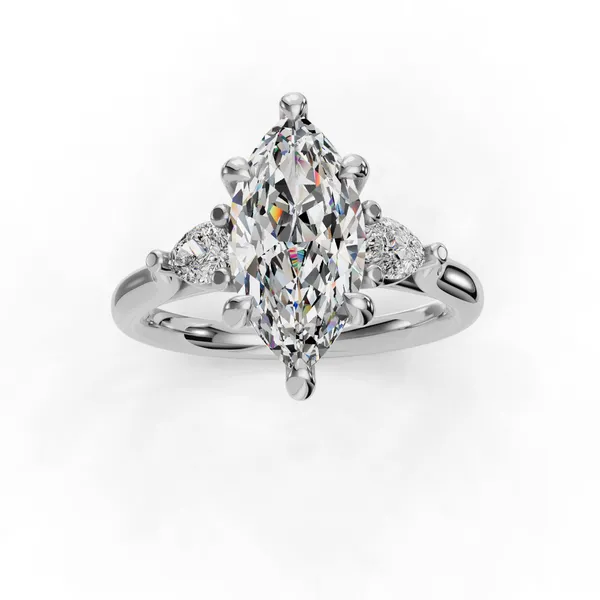 18K White Gold Marquise Engagement Ring Setting Image 4 SVS Fine Jewelry Oceanside, NY