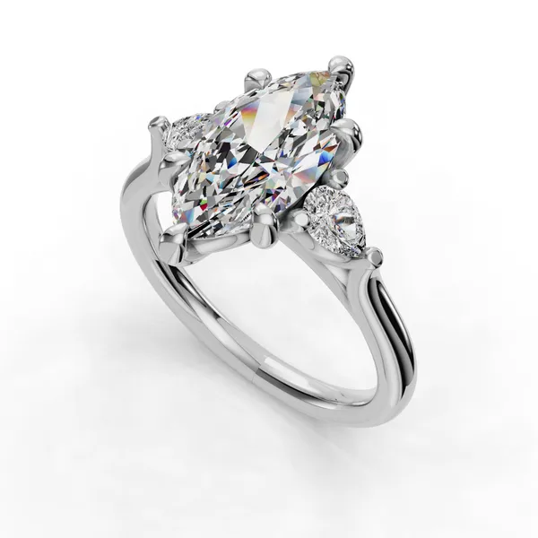 18K White Gold Marquise Engagement Ring Setting SVS Fine Jewelry Oceanside, NY