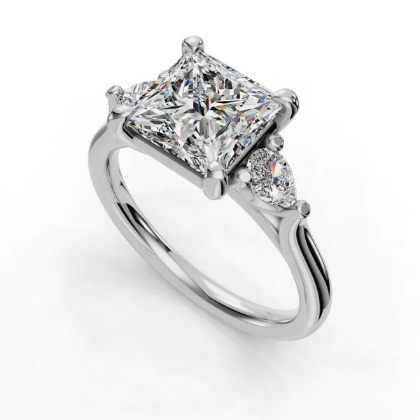 18K White Gold Princess Engagement Ring Setting SVS Fine Jewelry Oceanside, NY