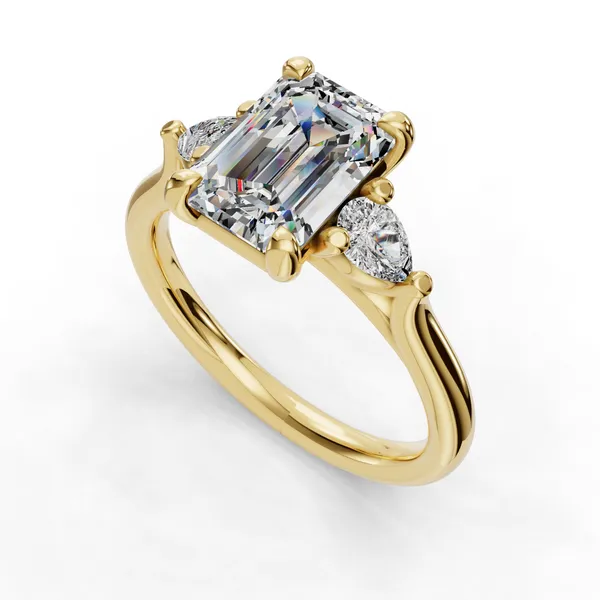 18K Yellow Gold Emerald Engagement Ring Setting SVS Fine Jewelry Oceanside, NY